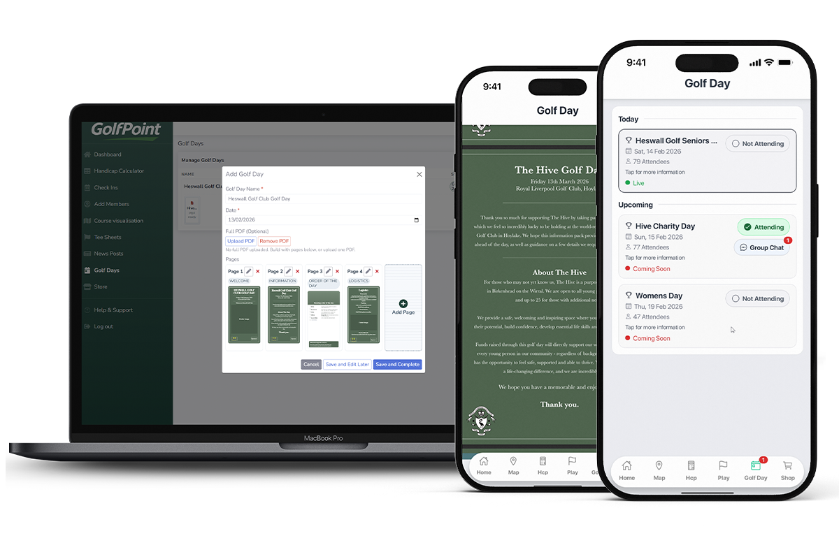 Golf day plans in minutes