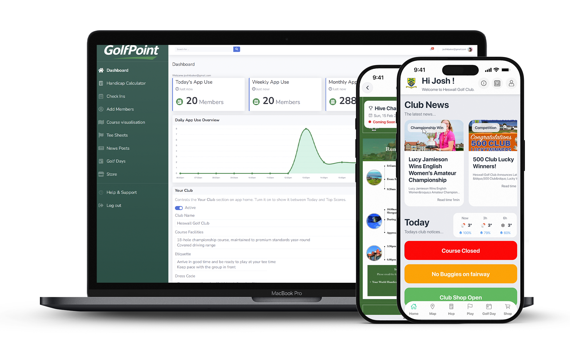 GolfPoint app and kiosk