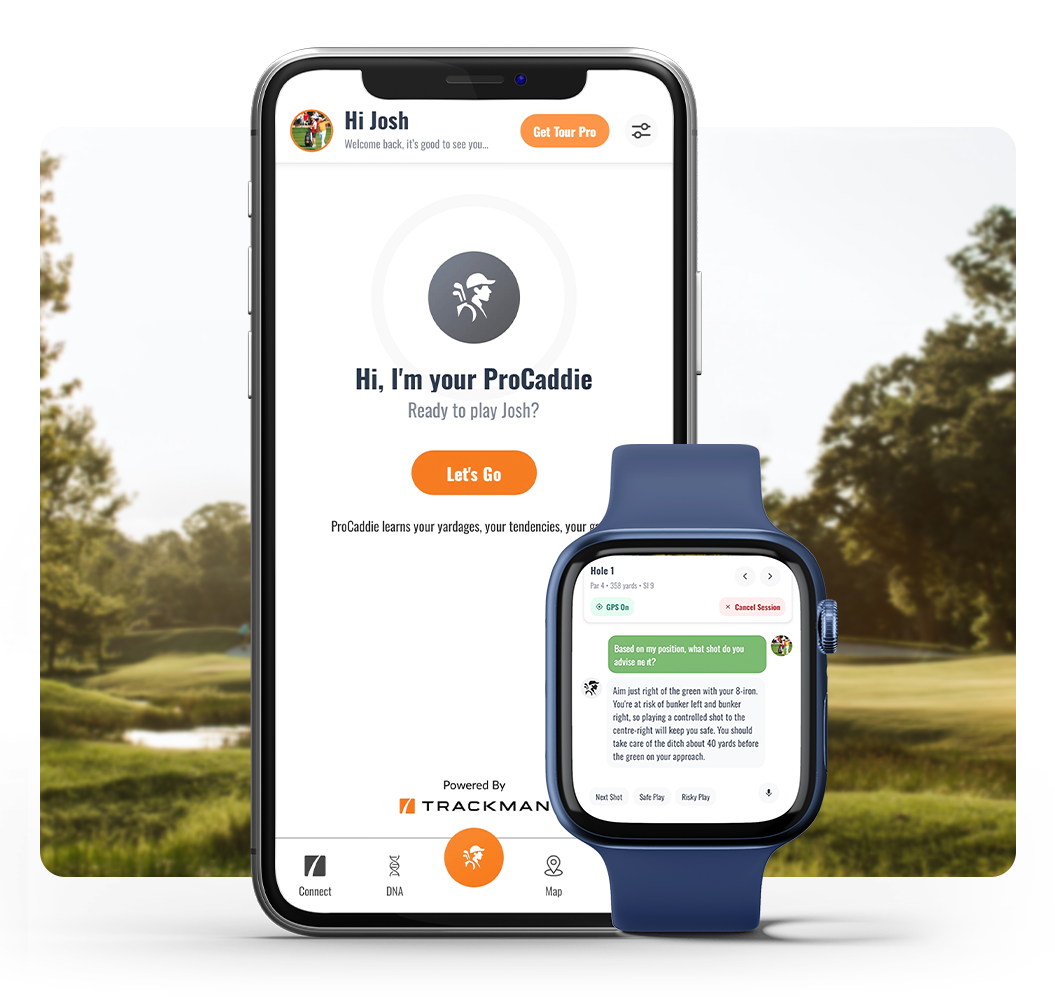 ProCaddie app UI hero